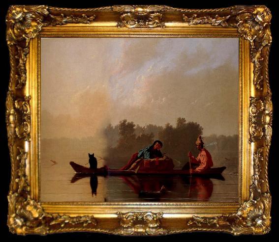 framed  George Caleb Bingham Marchands de fourrures descendant le Missouri, ta009-2